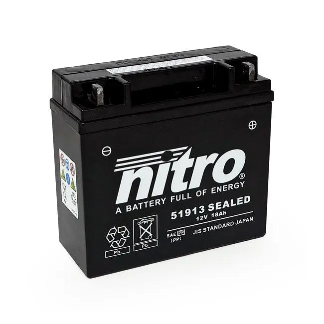 Nitro Sealed 51913 AGM Motorcycle Battery 19Ah