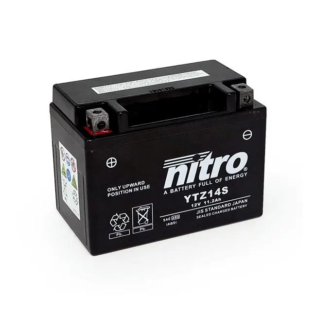 Nitro Sealed YTZ14S AGM Motorcycle Battery 11.2Ah