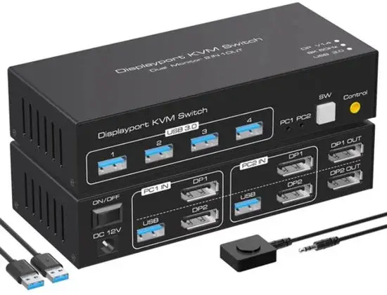 NÖRDIC KVM-152 KVM Switch 2x2 DisplayPort 8K60Hz - Nieuw Outlet
