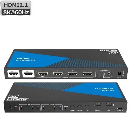 Nördic Matrice HDMI 2.1 8K 4x2 Toslink - Nouvelle sortie d'usine