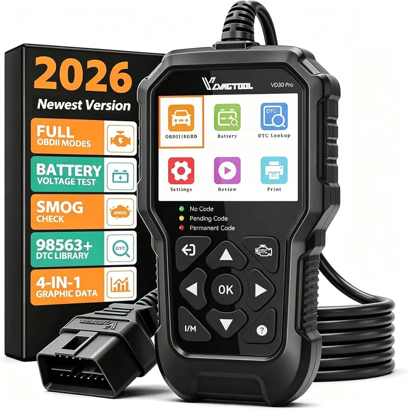 OBD2 Diagnostic Auto VDIAGTOOL VD30 Pro, Multimarque Boitier OBD Erreur Contrôle Voyant Moteur pour Tous Les Véhicules