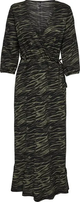 ONLY ONLOVA Robe portefeuille 3/4 imprimé zèbre Noir - Nouveau Outlet