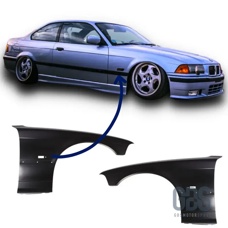 Paire d'Ailes Avant en Tôle pour BMW E36 Phase 1 Coupé/Cabriolet