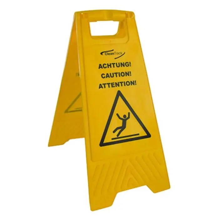 Panneau d'avertissement "Attention sol glissant" multilingue