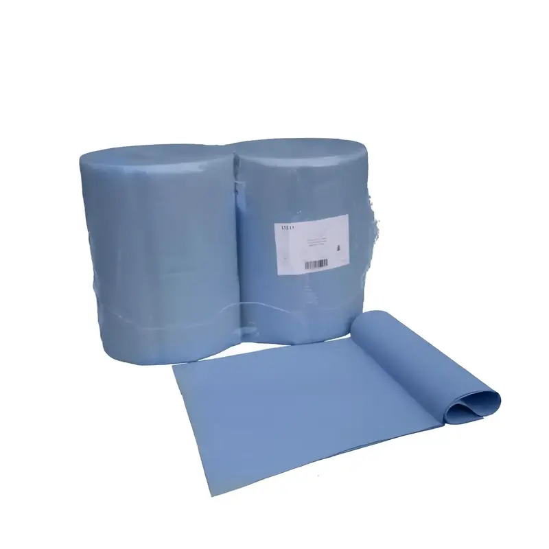 Papier d'essuyage 2 plis 1000 feuilles 36x34 cm bleu cellulose 2 rouleaux
