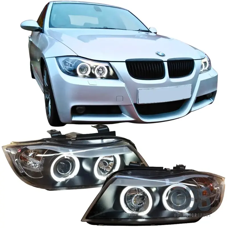 Phares Angel Eyes LED Blanc BMW E90 E91 Phase 1 Halogène H7
