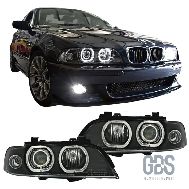 Phares Angel Eyes LED BLANC BMW Série 5 E39 Phase 1 Halogène H7/ H7
