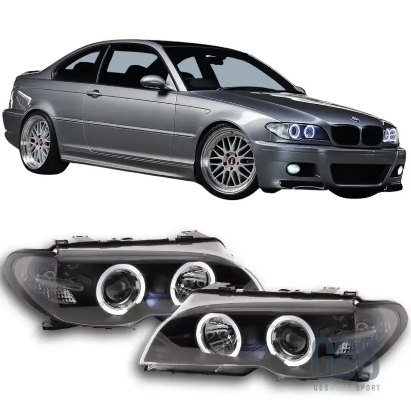 Phares Avant Angel Eyes CCFL Blanc pour BMW Série 3 E46 Coupé / Cabriolet Phase 2