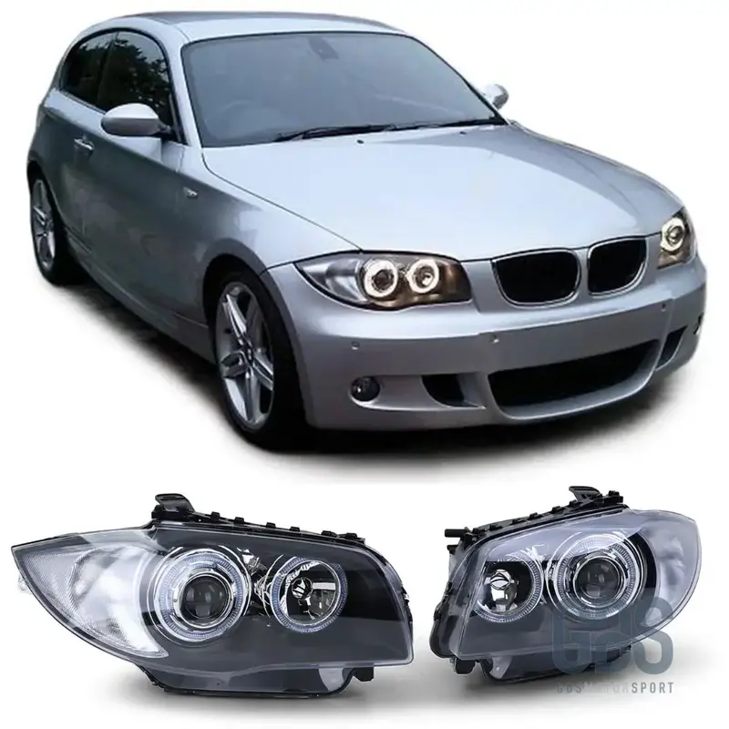 Phares Avant Bi-Xénon Angel Eyes Type Origine pour BMW Série 1 E87 E81 — Phase 1 (2004-2007)