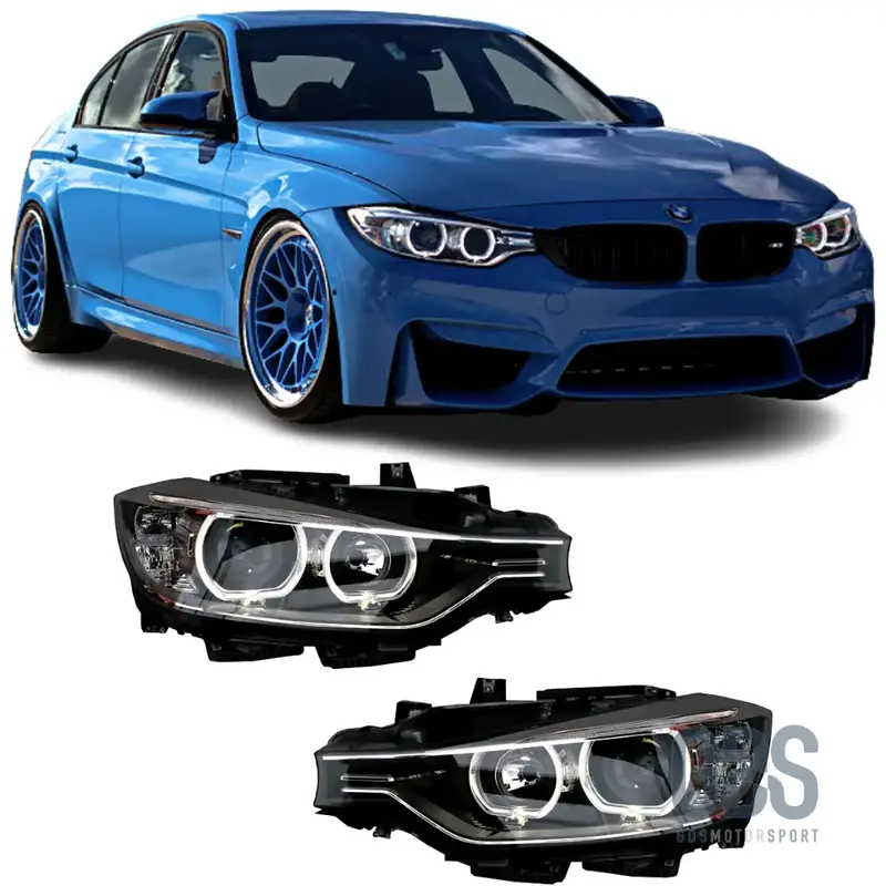 Phares avant H7/H7 Look Xénon Angel Eyes LED pour BMW Série 3 F30 / F31 Phase 1