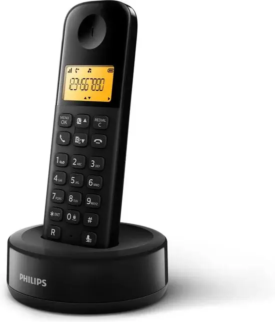 Philips D1601B/01 Téléphone DECT sans fil noir - Nouveau Outlet
