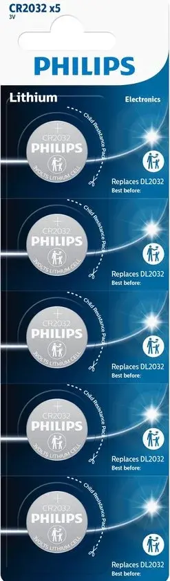 Piles bouton Philips CR2032 5 pièces - Nouveau Outlet