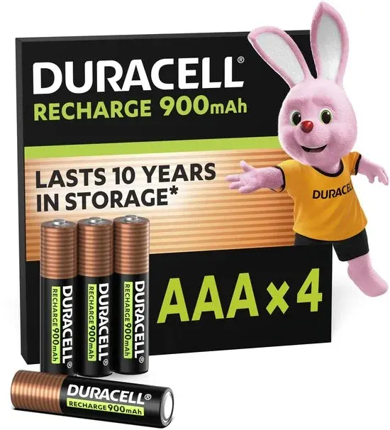 Piles rechargeables Duracell AAA 900mAh, pack de 4 - Nouveau Outlet