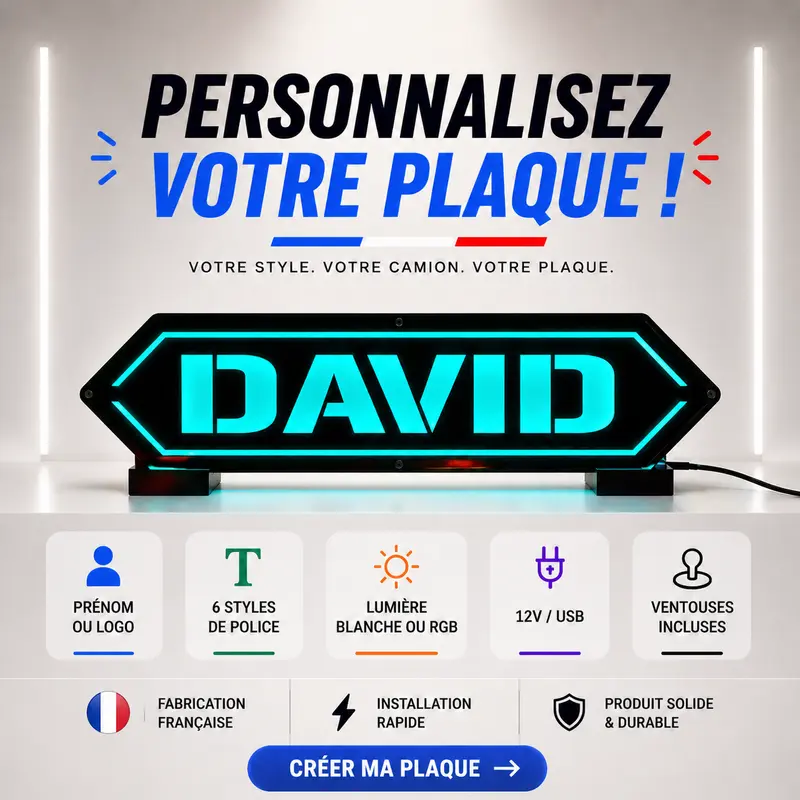 Plaque Lumineuse camion  LED Premium  Décoration cabine chauffeur routier