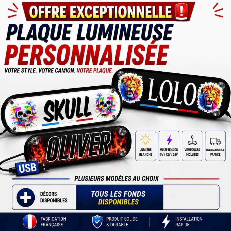 Plaque Lumineuse Camion Premium Personnalisée | Stick Olivier®
