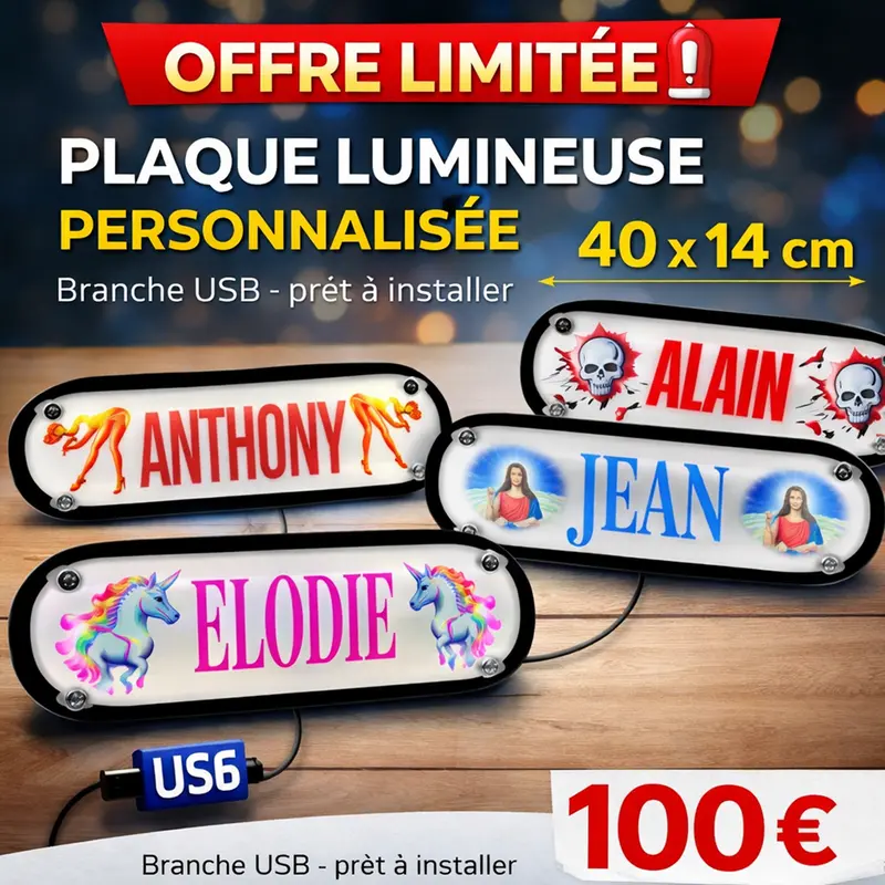plaque lumineuse camion prénom LED – 100€ plaque chauffeur routier