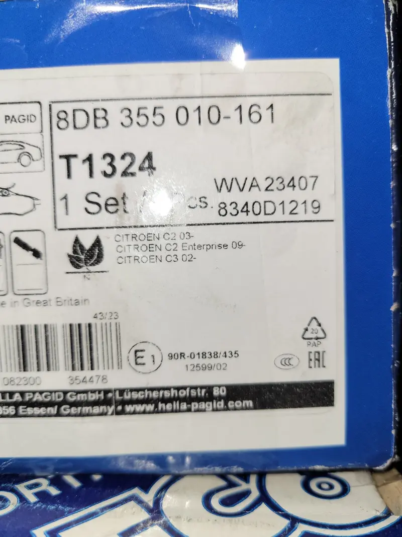 Plaquettes Neuf Avant HELLA Wva23407 Citroën Peugeot C2 C3 (#AUT206)