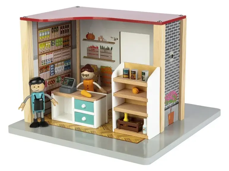 Playtive Maison de poupée Set de jeu Magasin Bois - Neuf Outlet