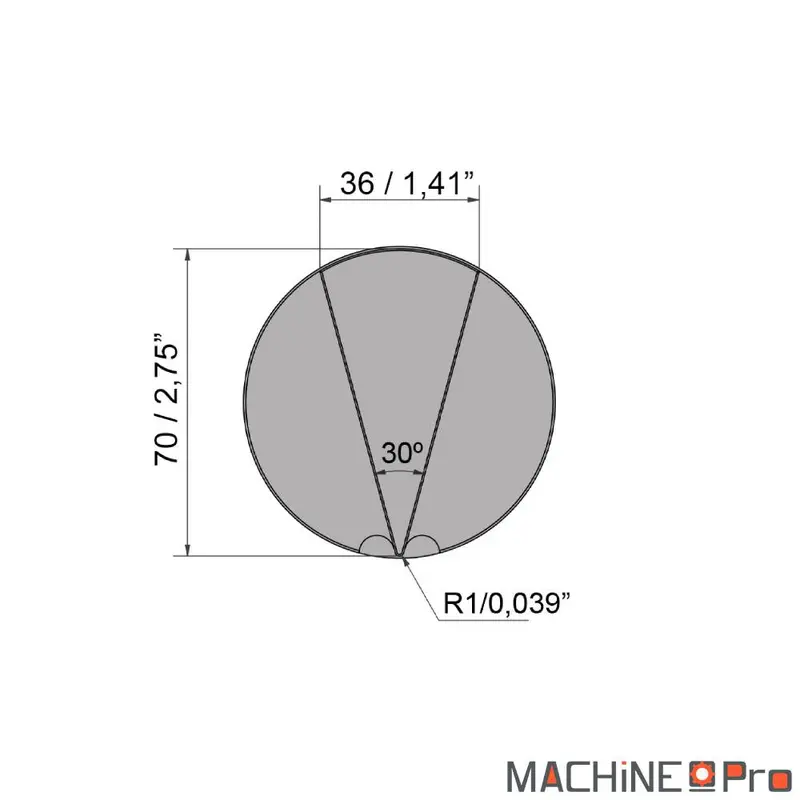 Poinçon de pliage P.70.30.R1 Nargesa pour presse PP200CNC