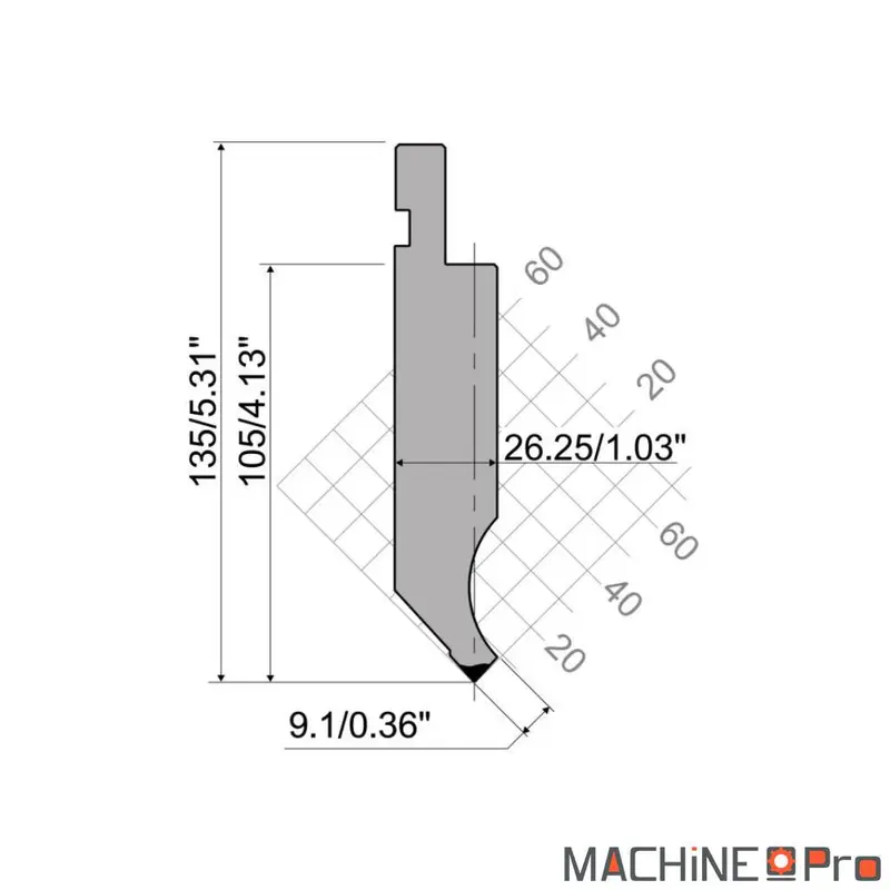 Poinçon Promecam PS.135.85.R08 pour presse plieuse Nargesa PP200CNC