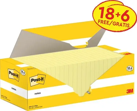 Post-it 655-CY Memoblok 76x127mm Geel - Nieuw Outlet