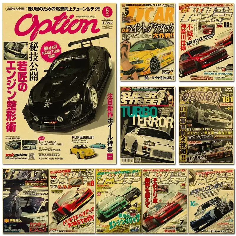 Poster de voiture retro Affiche vintage JDM Drift