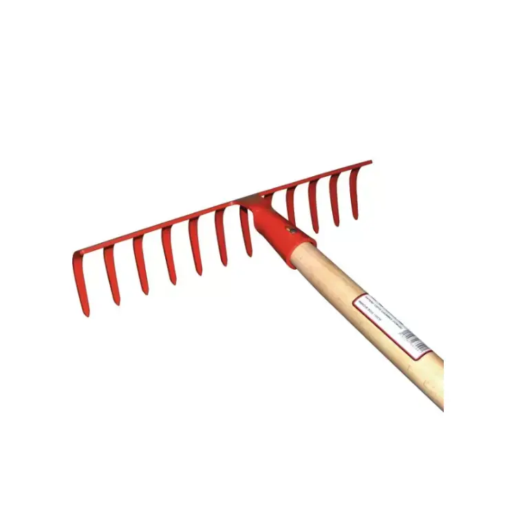 RATEAU FORGE 12 DENTS COURBES AVEC MANCHE BOIS 150CM GOUVY