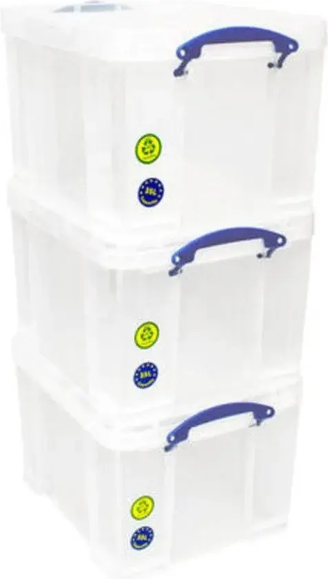 Really Useful Boîte de rangement 35L Lot de 3 Transparent - Neuf Outlet