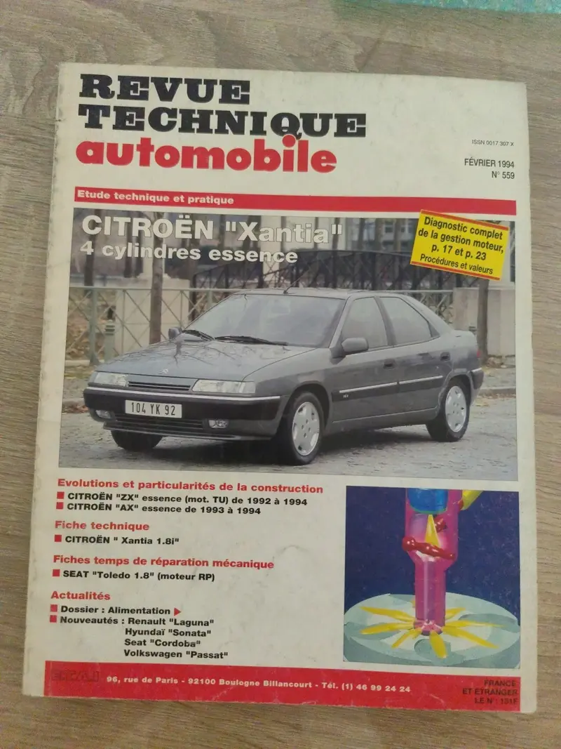 Revue Technique Auto Citroën Xantia 4 Cylindres Essence (Liv123)