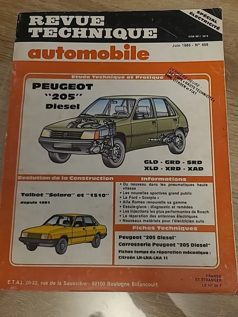 Revue Technique Auto Peugeot 205 Diesel Talbot Solara de 138 pages (Liv96)