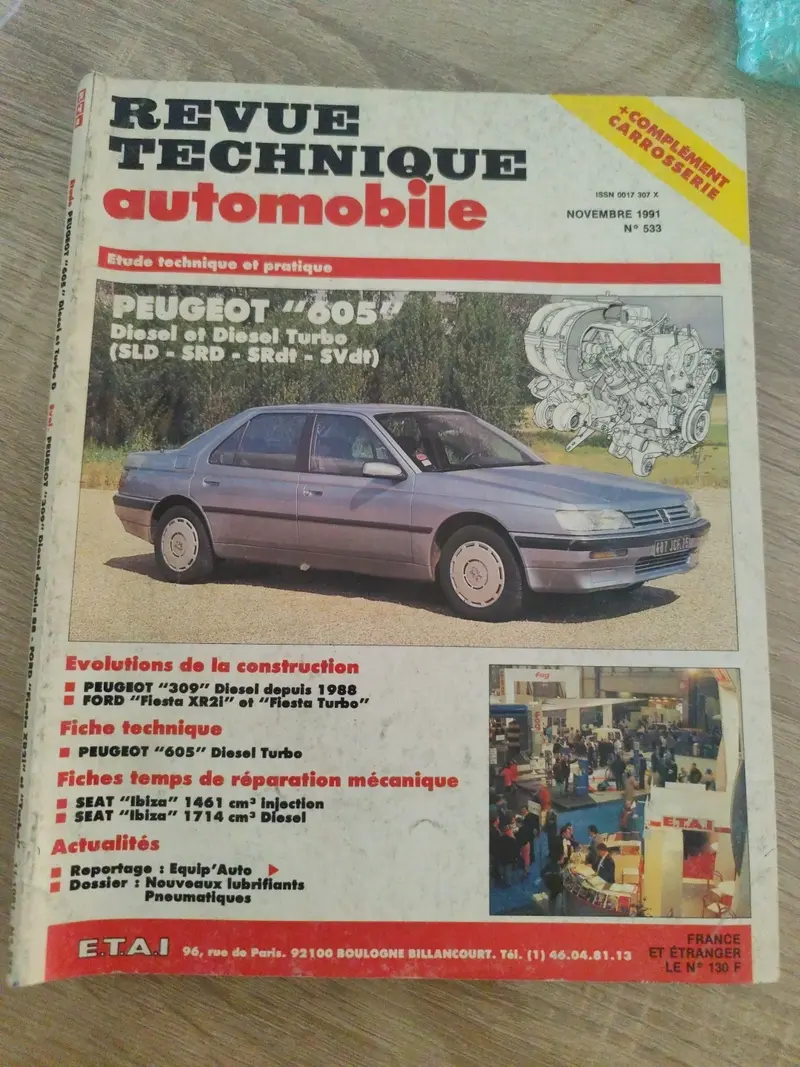 Revue Technique Auto Peugeot 605 Diesel Turbo Diesel srd SRD SVDT RTA (Liv121)