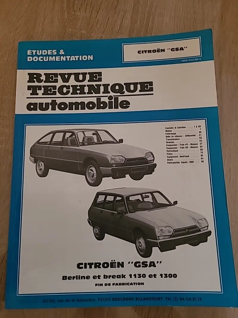Revue Technique CITROEN GSA RTA de 125 pages (Liv59)