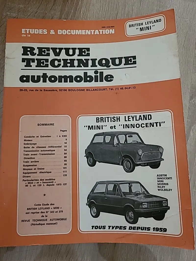 Revue Technique MINI ET INNOCENTI RTA de 161 pages (Liv46)