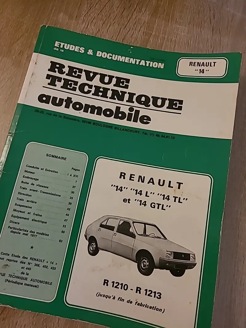 Revue Technique RENAULT 14 L TL GTL RTA de 92 pages (Liv71)
