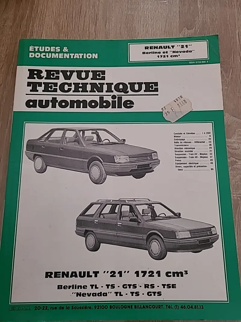 Revue Technique RENAULT 21 1721 Tl Ts RTA de 86 pages (Liv43)