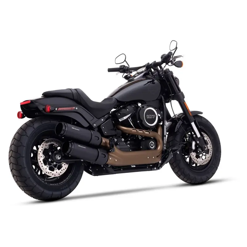 Rinehart 4.5" Fat Bob Slip-On Mufflers Black for Harley