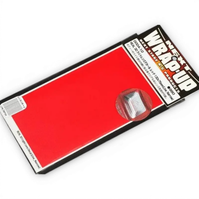 "Rouge" Autocollant lentilles phares "3D reel" 130x75mm lignes fine