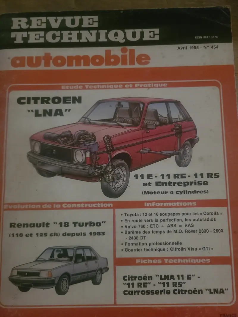 RTA Revue Technique Automobile Citroën LNA Livre Ancien 1985 (Liv246)