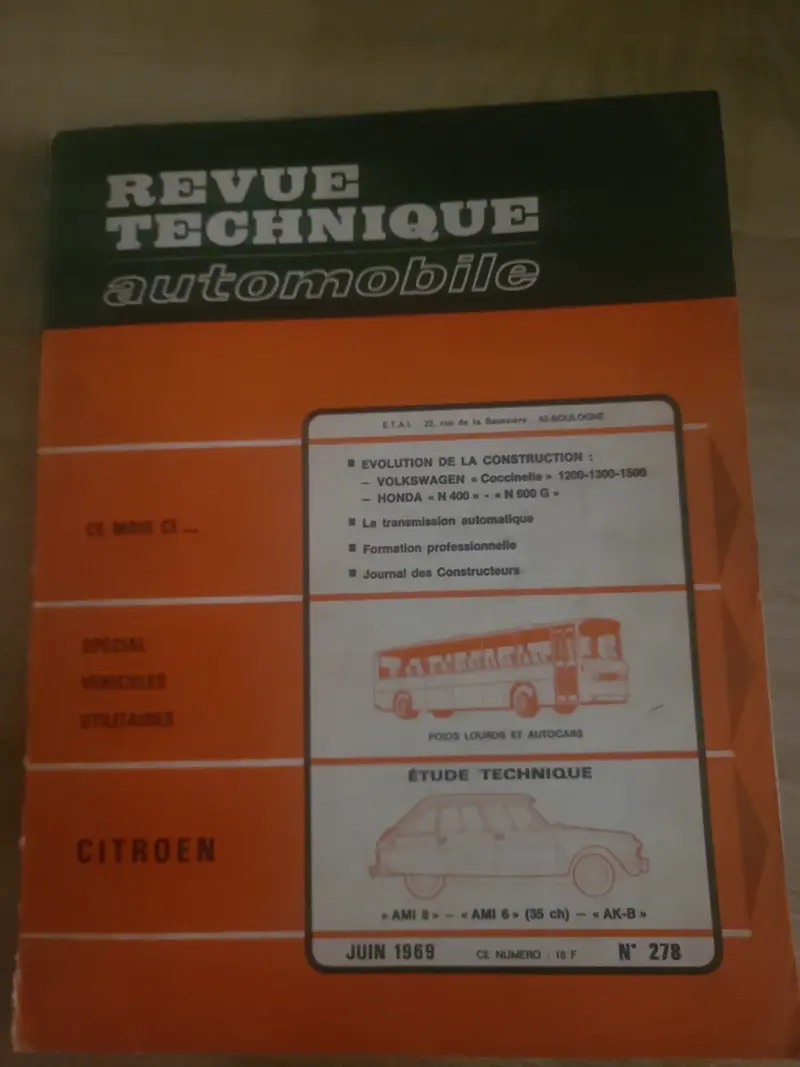 RTA Revue Technique Automobile Citroën Special Utilitaires 1969 (Liv247)