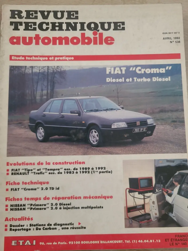 RTA Revue Technique Automobile Fiat Chroma Diesel 1992 (Liv189)