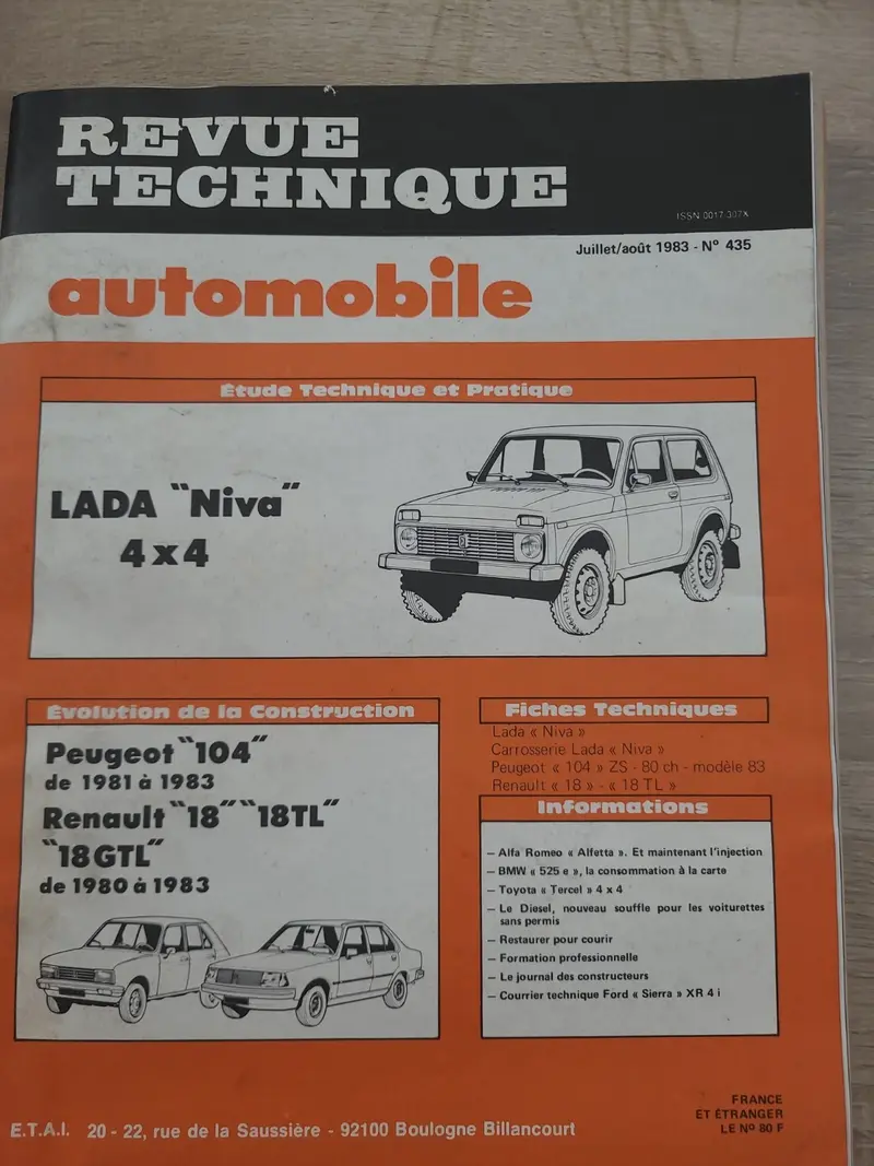 RTA Revue Technique Automobile Lada Niva 1983 (Liv170)