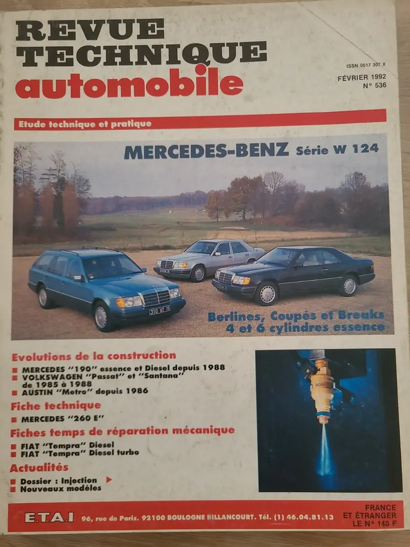 RTA Revue Technique Automobile Mercedes W124 Essence 1992 (Liv185)