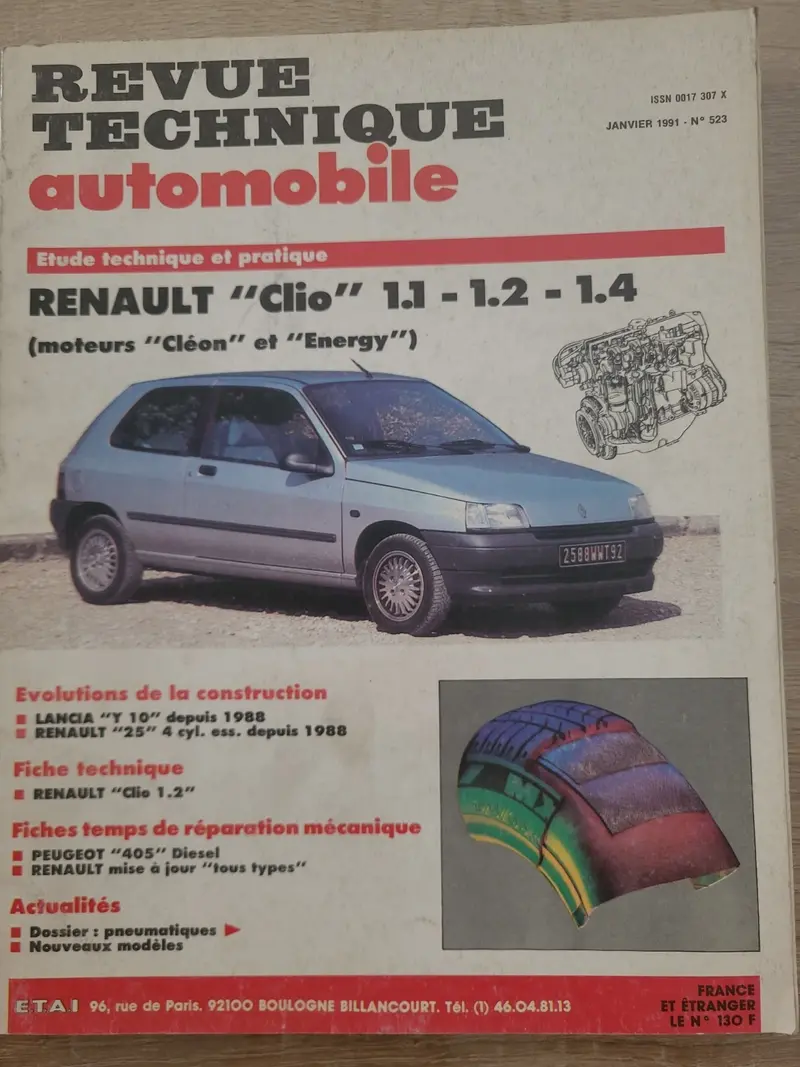 RTA Revue Technique Automobile Renault Clio Essence Cleon Énergy 1991 (Liv211)