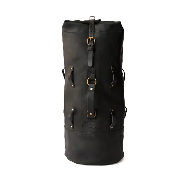 Sac de voyage vintage en cuir militaire pour moto Trip Machine
