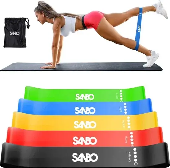 Sanbo Set de 5 bandes de résistance en latex - Nouveau Outlet