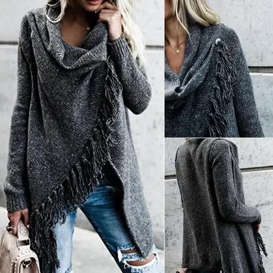 Sans marque | Gilet à pompons en tricot | Femmes | L