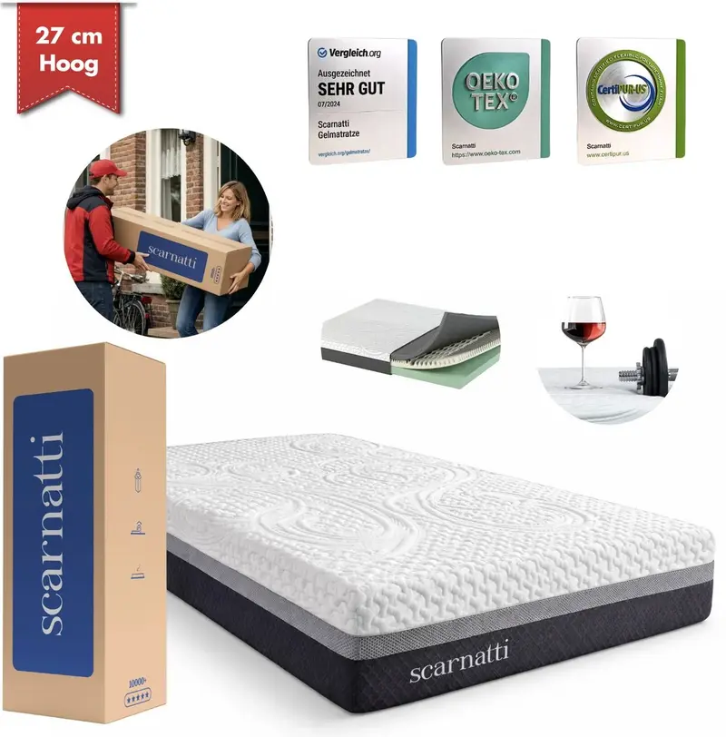 Scarnatti Matelas en Mousse Froide 90x200 Mémoire de Forme Bambou - Neuf Outlet