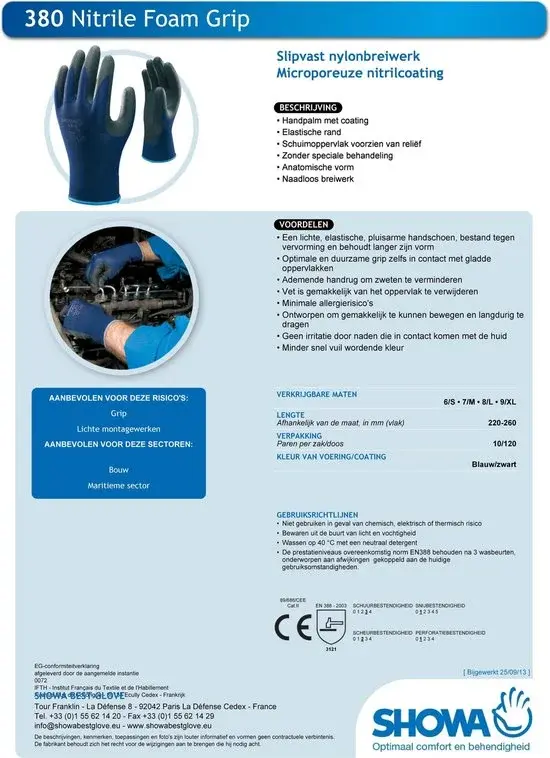 Showa | 380 Gants de travail | Unisexe | 8