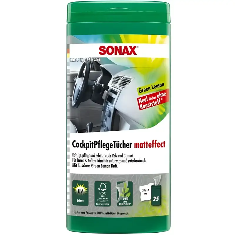 Sonax Lingettes d'entretien tableau de bord Citron vert Effet mat Boîte
