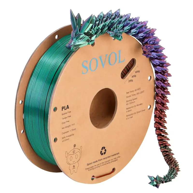 Sovol Filament PLA 1kg Bronze-Violet-Vert - Nouveau Outlet